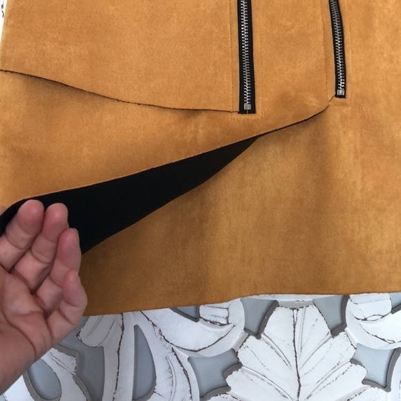 MISSGUIDED Faux Seude Scuba Asymmetrical Skirt Stretchy Size 4 Grunge Stretchy - Picture 2 of 13